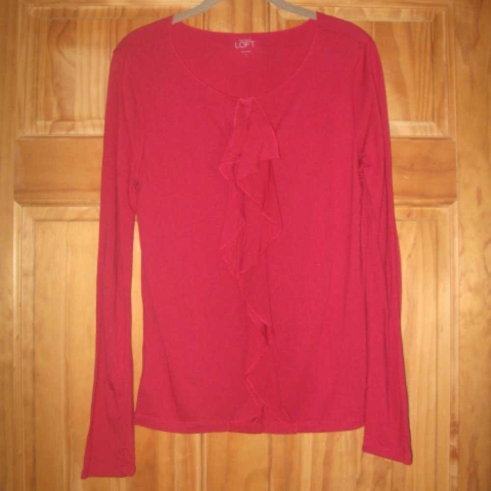 Ann Taylor LOFT Red Long Sleeve Top